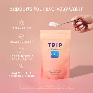 TRIP Magnesium Glycinate Powder with L-Theanine & Lion’s Mane, Sugar Free Magnesium Supplement for Adults, 250mg Magnesium per Drink Mix Serving, Pomegranate Orange Blossom, 1 Bag - 30 Servings TRIPBuy Supplements Australia