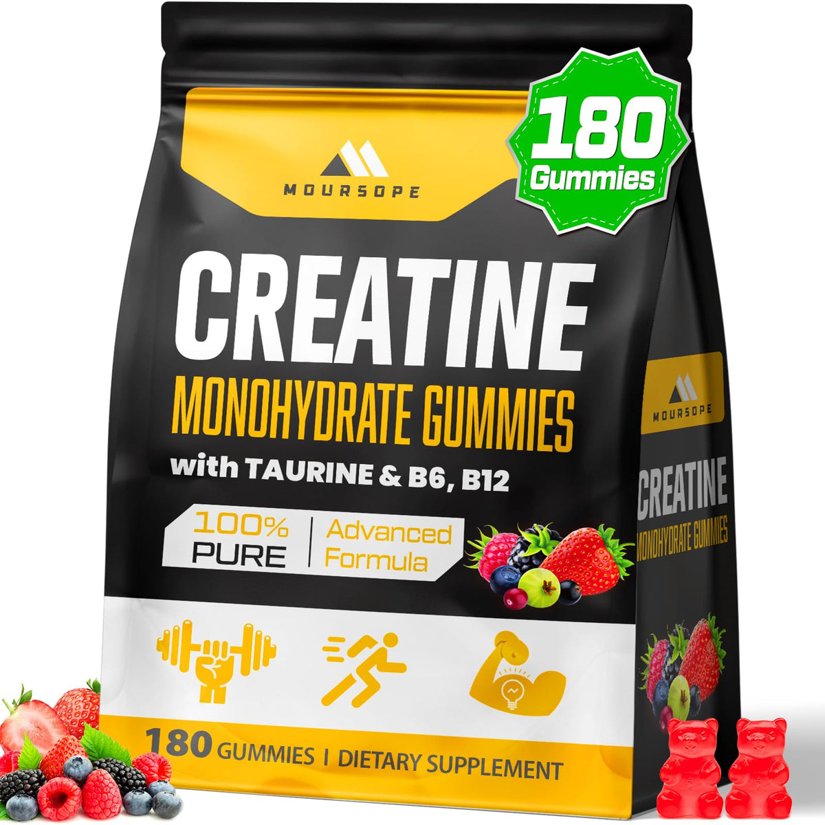 (180 Count) Creatine Monohydrate Gummies for Men & Women - Creatine Pre Workout Gummies for Muscle Builder, Muscle Strength, Recovery, Endurance, Energy