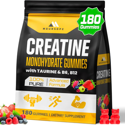 (180 Count) Creatine Monohydrate Gummies for Men & Women - Creatine Pre Workout Gummies for Muscle Builder, Muscle Strength, Recovery, Endurance, Energy