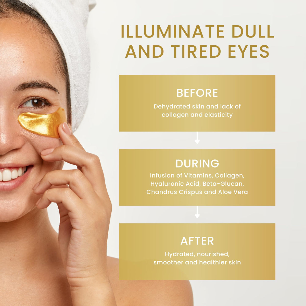 24K Gold Luxury Under Eye Patches - Radiant Glow (16 Pairs)