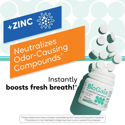 BioGaia Prodentis Fresh Breath Oral Probiotics for Bad Breath & Halitosis - + Zinc to Neutralize Odors - Promotes Healthy Gums & Teeth - 30 Dental Probiotic Lozenges - Dental Hygienist-Recommended