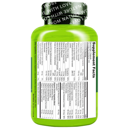 NATURELO Mens Multivitamins - One Daily Multivitamin for Men with Vitamins, Minerals & Organic Whole Foods, Boost Energy & Health, Non-GMO, 240 Vegetarian Capsules