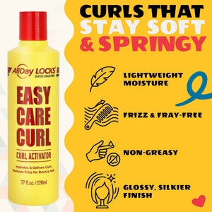 AllDay Locks Classic Easy Care Curl Activator - Activator Product for Curly Hair, Defines & Moisturizes Strands, Milky Cream Product for Men and Women, Easy Curling and Styling - 7.7 oz Bottle