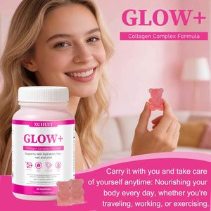 PBZPBZ Glow Collagen Gummies with Hyaluronic Acid & Resveratrol - Gentle Support for Skin, Hair & Nail Care - Non-GMO - 90 Count (1)