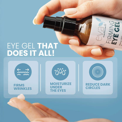 Eva Naturals Eye Gel for Dark Circles, Bags & Puffiness - Anti-Aging Peptide Serum with Hyaluronic Acid - Firming Treatment (Set of 2, 2 oz)