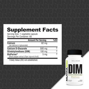 NutraBio DIM Supplement, Supports Estrogen Balance, 100mg - 60 Vegetable Capsules