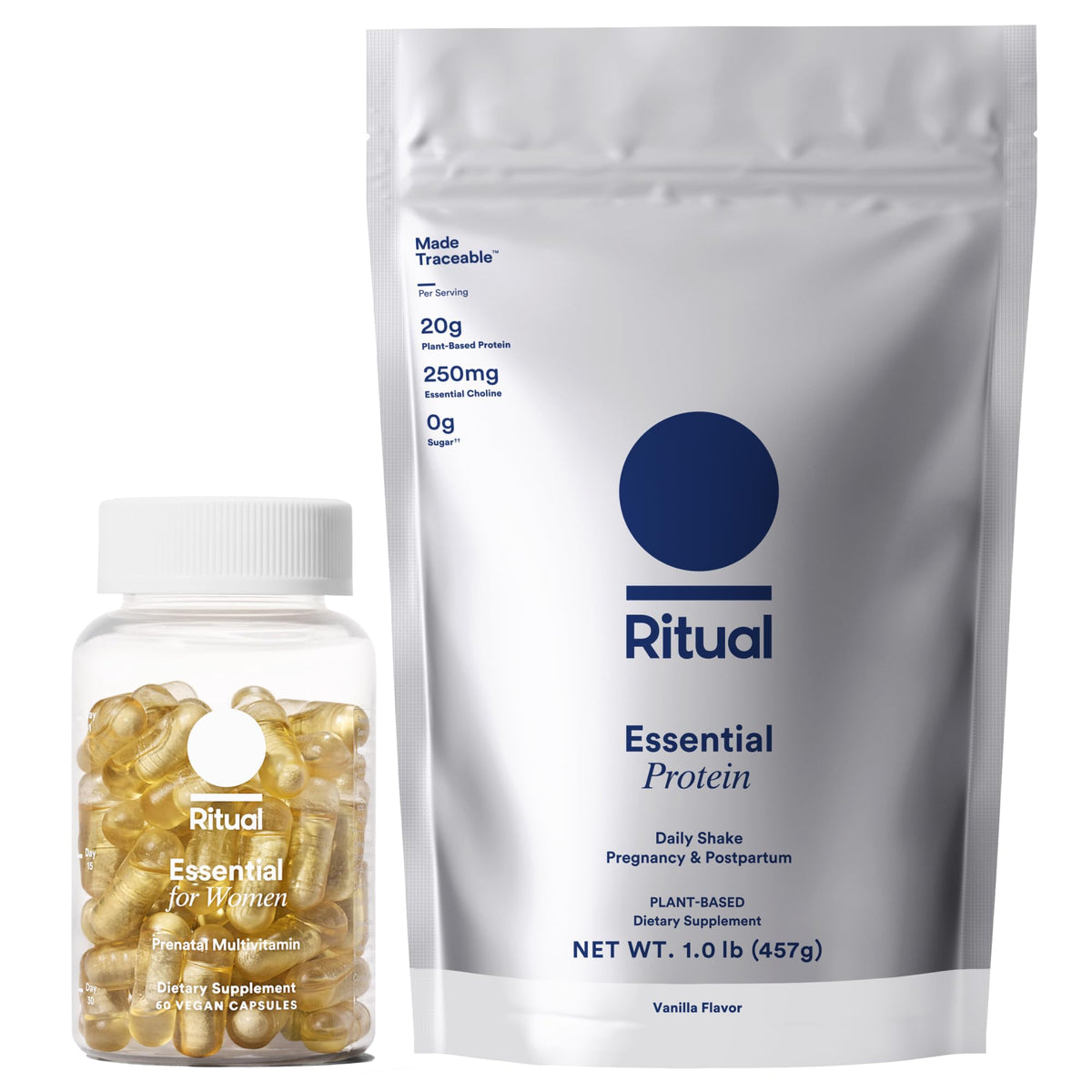 Ritual Prenatal Multivitamin and Protein Duo with Prenatal Vitamins and Organic Vanilla Protein