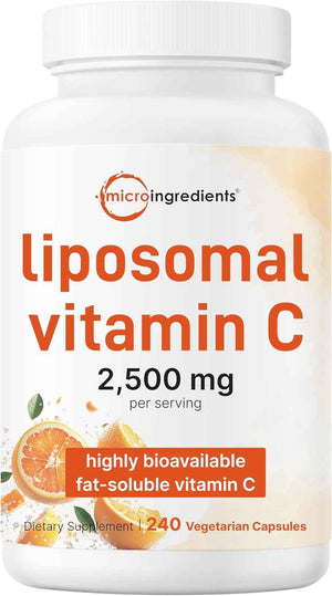 Liposomal Vitamin C 2,500mg, 240 Veggie Capsules - Highly Bioavailable Fat Soluble Form - Immune Support & Antioxidant Supplement - Liposomal Delivery for Superior Absorption - Non-GMO, Gluten Free