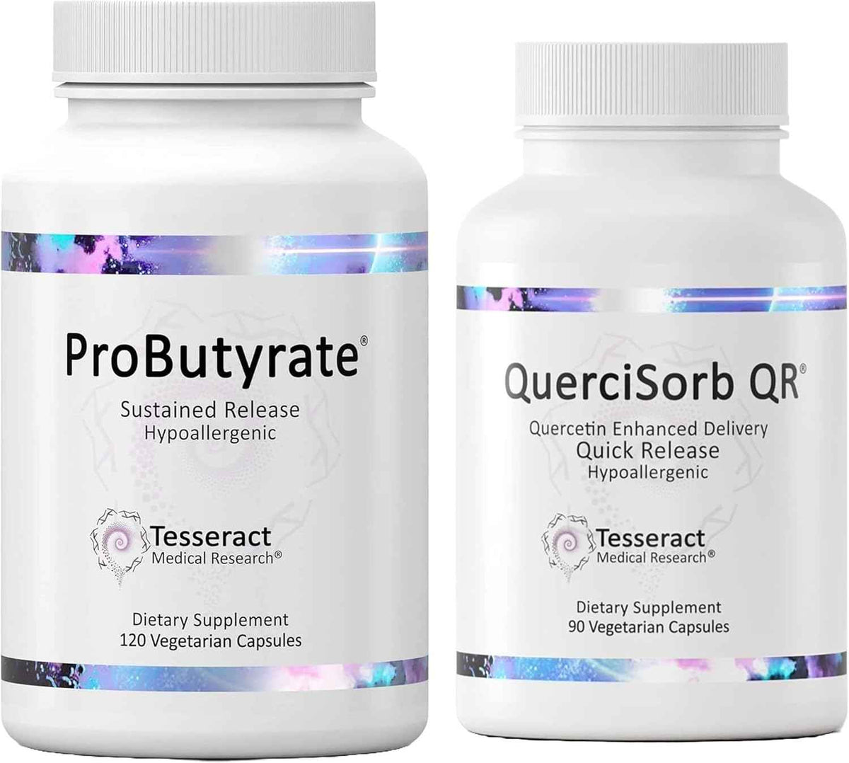 Tesseract Gut & Immune Support Bundle - ProButyrate 600mg & QuerciSorb Quercetin 400mg, 120 + 90 Capsules, Hypoallergenic, Gastrointestinal & Immune Health