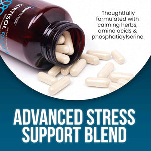 OmniBiotics Cortisol Supplement for Women and Men - High Cortisol Manager with Ashwagandha, L-Theanine, Magnolia Extract, Phosphatidylserine to Support Relaxation, Calm, Detox - 60 Vegan Capsules