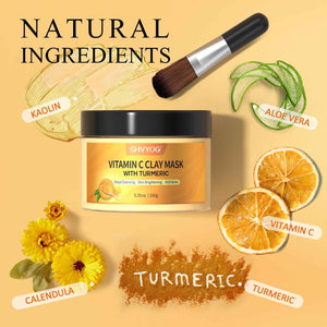 SHVYOG Turmeric Vitamin C Clay Mask with Kaolin Clay for Dull & Blemish-Prone Skin, Deep Cleansing Facial Mask, Face Masks Skincare for Controlling Oil