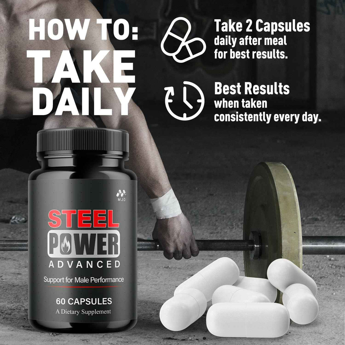 Steel Power Capsules, Official Steel Power for Men with All Natural Ingredients, Advanced SteelPower Men's Health and Wellness Vitamin Formula Pills with Maximum Strength Multivitamins (60 Capsules)
