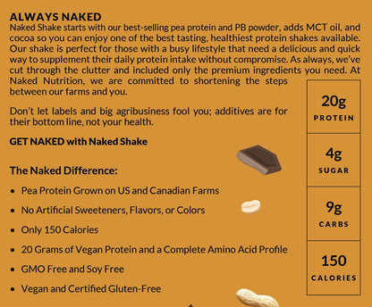 Naked Shake - Chocolate Peanut Butter Protein Powder - Vegan Protein Powder from US
