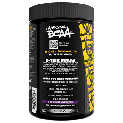 Mutant Hardcore BCAA - Pre, Intra or Post Workout - BCAA Next Level branched-Chain Amino Acids Supplement - Hydration + Recovery - 30 Serving - Blue Raspberry
