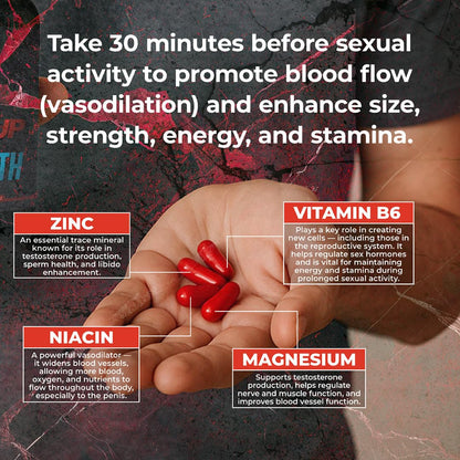 MANTFUP SUPER GIRTH Natural Male Sexual Enhancer for Growth | Fast-Acting Blood Flow | Daily Supplement to Thicken & Strengthen | Potenciadores de Testosterona | Made in USA (1 Month Supply, 120 Caps)