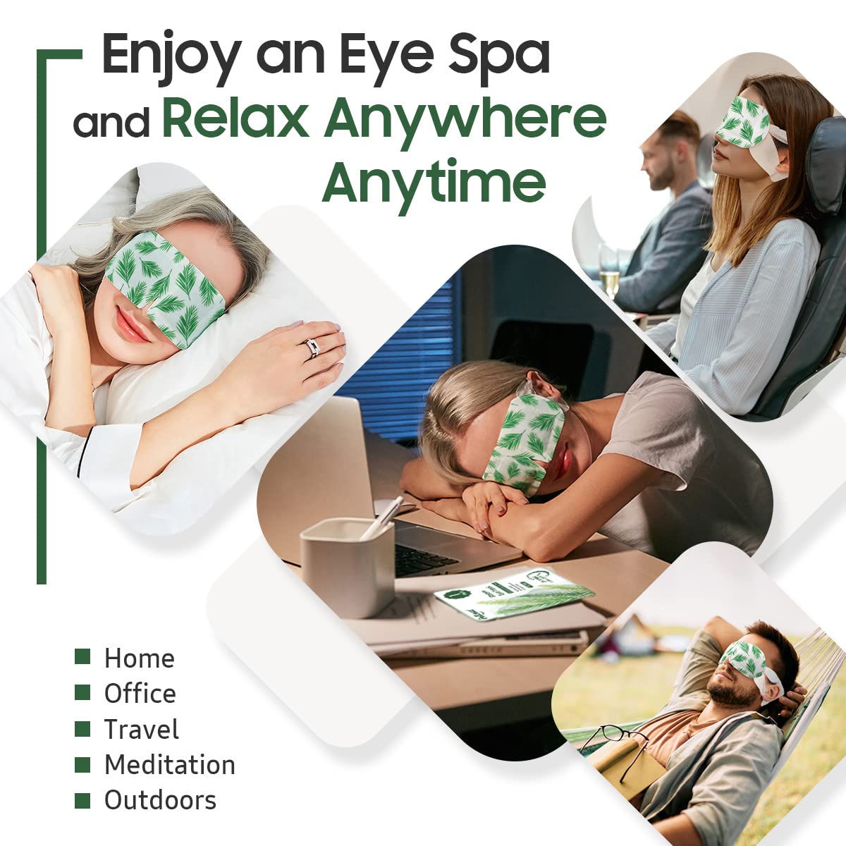 BeHoomi Self Heating Steam Eye Mask – Tea Tree Heated Eye Mask Warm Compress for Sleep, Spa & Relaxation (20 Pack)