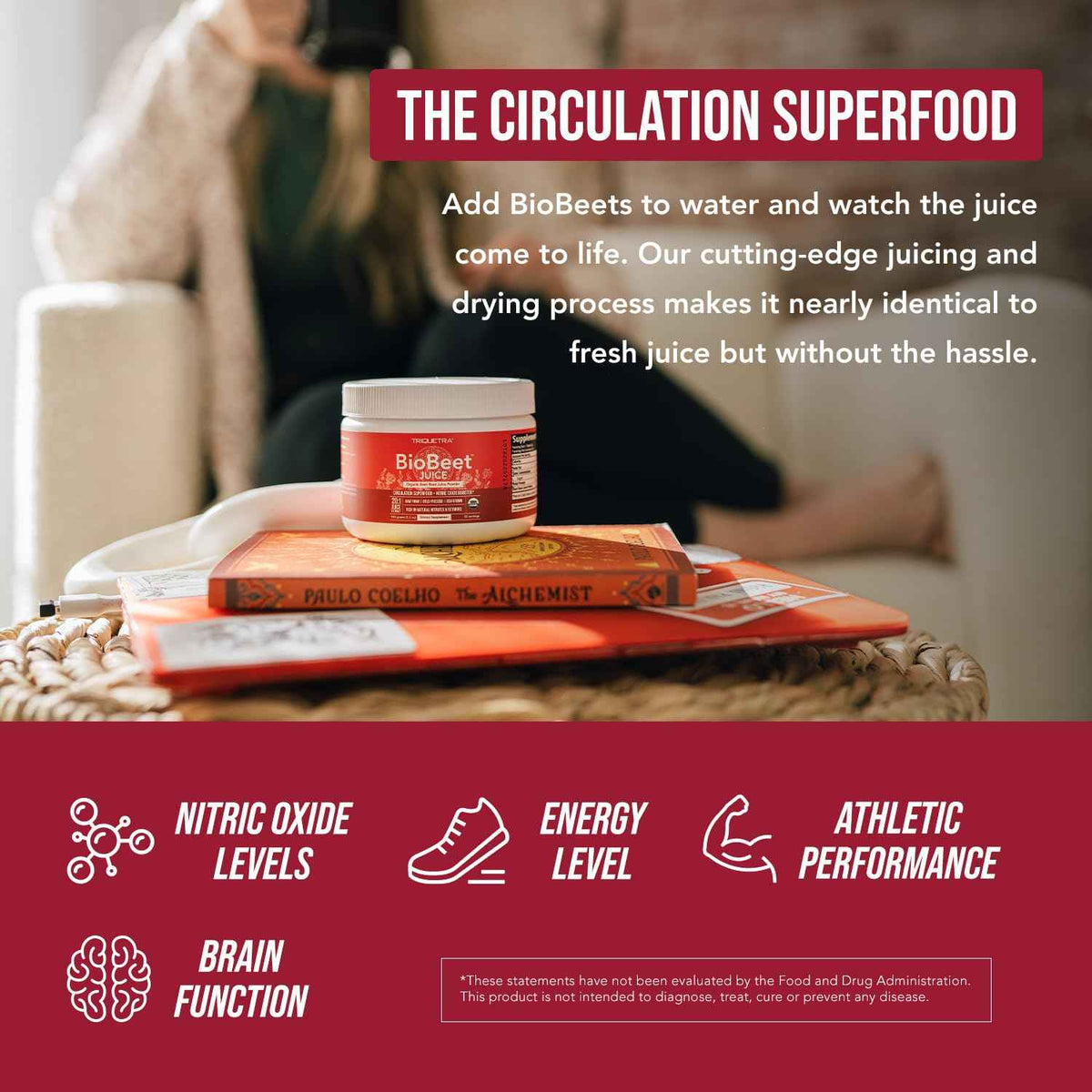 BioBeet Max Strength Beet Root Juice Powder - 20:1 Concentrate, Each Serving Derived from 60,000 mg Organic Beetroot - Cold-Pressed, USA Grown - Nitric Oxide, Circulation Support - 50 Servings