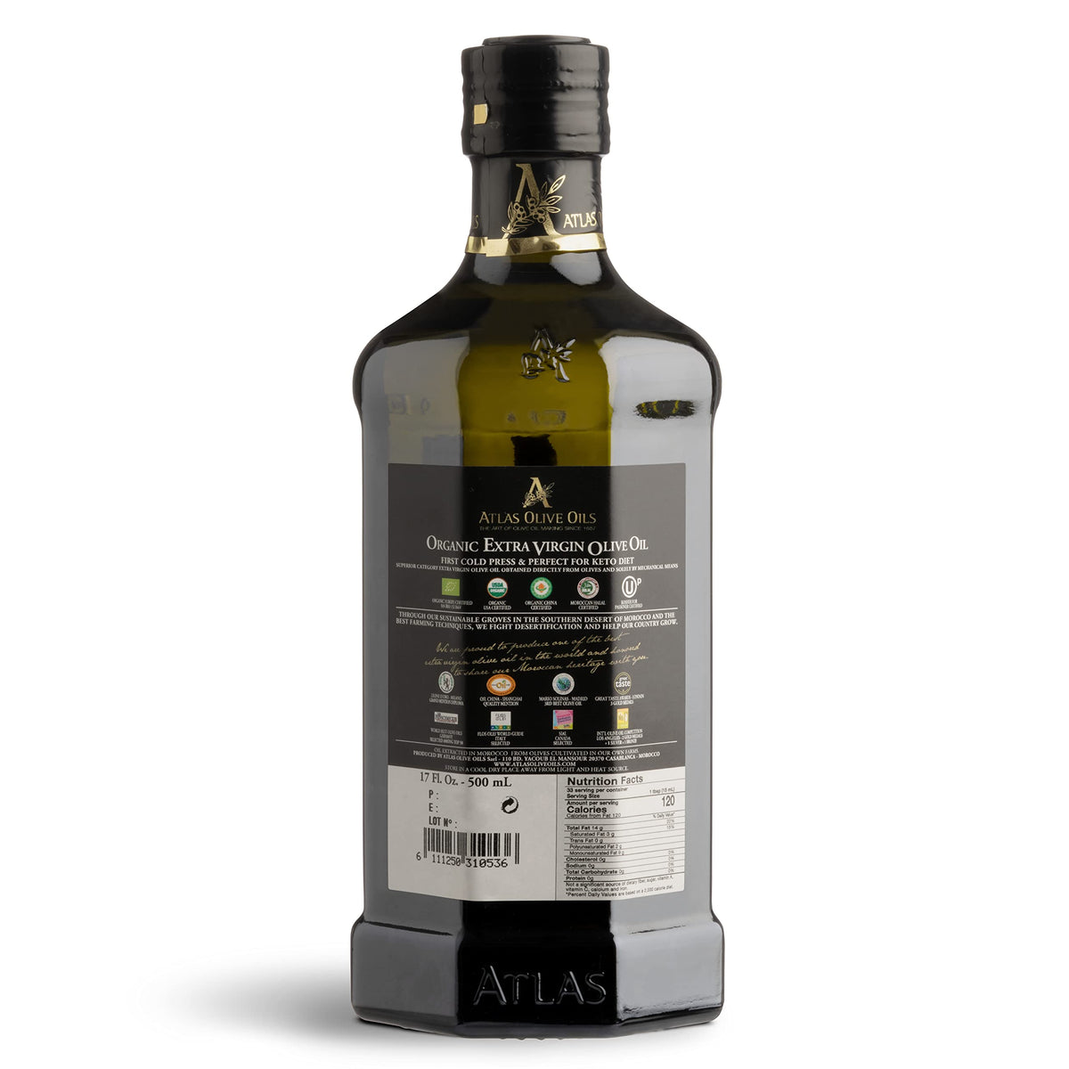 supplement products​Atlas Organic Cold Pressed Moroccan Extra Virgin Olive Oil, Polyphenol Rich | EVOO From Morocco, Newly Harvested Unprocessed from One Single Family Farm - JerryCherryUSA