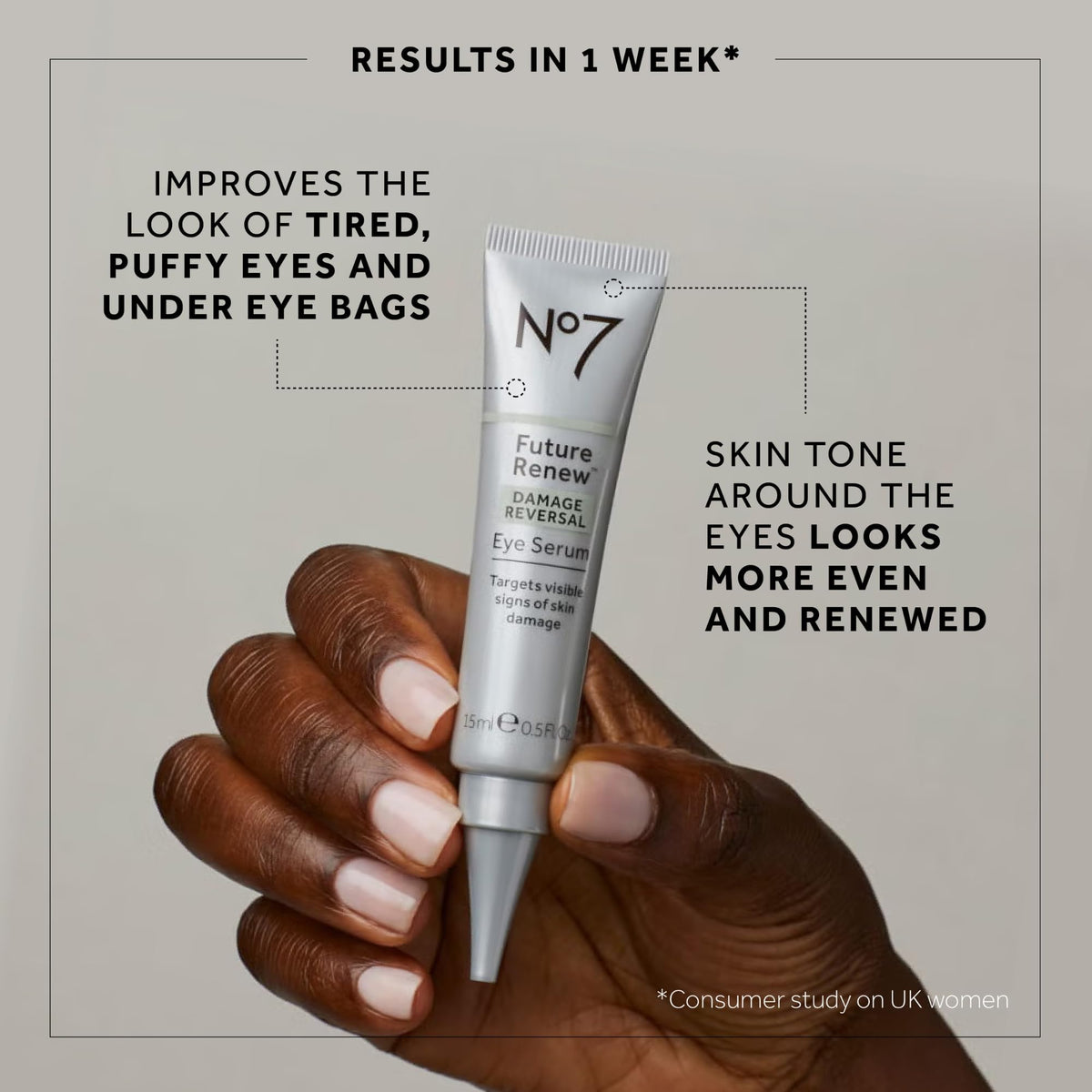 No7 Future Renew Damage Reversal Eye Serum (15ml / 0.5 fl.oz) – Advanced Repair for Sun Damage, Wrinkles & Uneven Texture | Sensitive Skin Safe