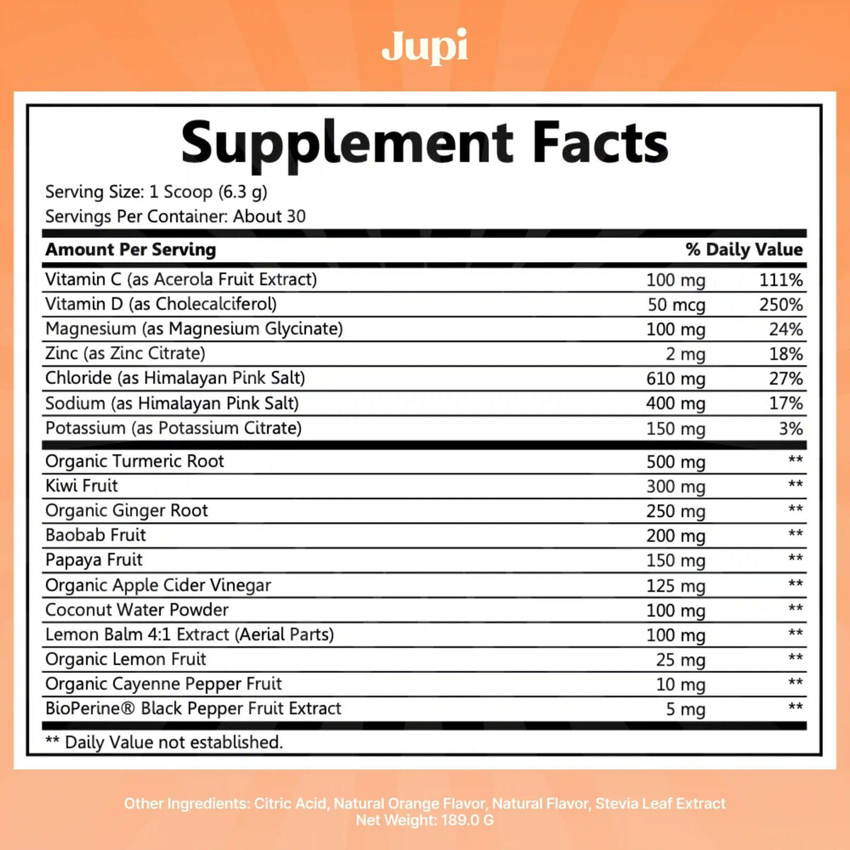Jupi Hydration & Wellness Powder - Turmeric & Ginger shots, Vitamin C Supplement for Energy, Immune Support & Digestive Health - Vegan, Gluten-Free Drink Mix