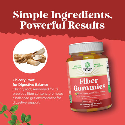 Tasty Prebiotic Fiber Gummies for Adults - High Fiber Supplement Gummies Vitamins for Adults with Prebiotic Soluble Chicory Root for Immunity and Digestive Support - Non GMO Vegan - 120 count
