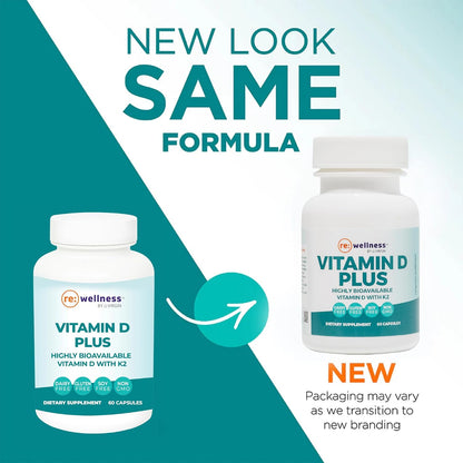 Reignite Wellness by JJ Virgin - Vitamin D Plus - Relevant Serving of 5000 IU, Highly Absorbable Vitamin D + Vitamin K1 & K2 - GG Supplement for Immune Health - Bone and Heart Supplement - 60 Softgels