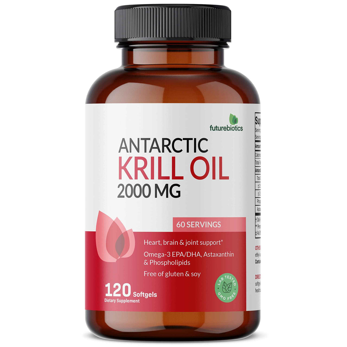 Futurebiotics Antarctic Krill Oil 2000mg with Astaxanthin, Omega-3s EPA, DHA and Phospholipids - 100% Pure Premium Krill Oil Heavy Metal Tested, Non GMO - 120 Softgels