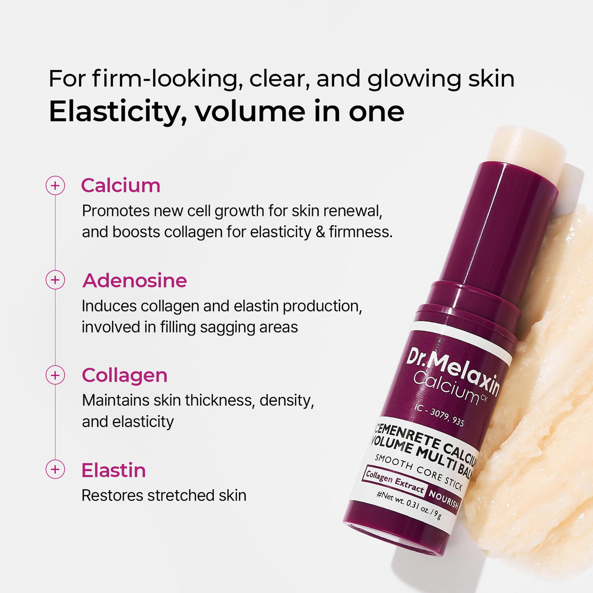 Dr.Melaxin Cemenrete Calcium Multi Balm - 9g - Korean Skin Care All-In-One Volume Stick for Collagen & Wrinkles