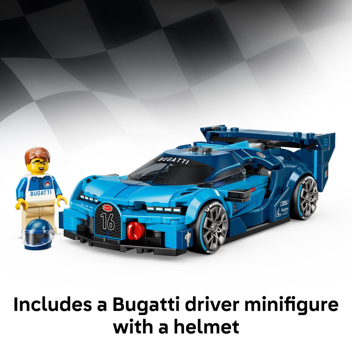LEGO Speed Champions Bugatti Vision Gran Turismo Hyper Sports Car Building Toy for Kids & Gamers - Building Set W/Bugatti Driver Minifigure for Boys & Girls, Ages 9+ - Gift Idea for Birthdays - 77253
