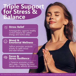 HyberVive Saffron Supplements with Ashwagandha & L-Theanine - 368.5MG - Mood Balance, Stress Relief & Mental Clarity – Cortisol Support for Women & Men, Made in USA, 90 Vegan Capsules HyberViveBuy Supplements Australia