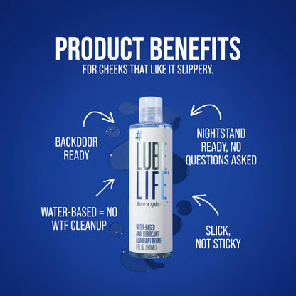 LUBELIFE Water Based Anal Lube, Personal Lubricant Toy Safe, 8 fl oz