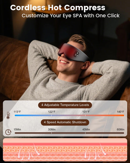 Anydance Cordless Heated Eye Mask – Rechargeable Warm Compress for Dry Eyes & Sleep Relief (Black)