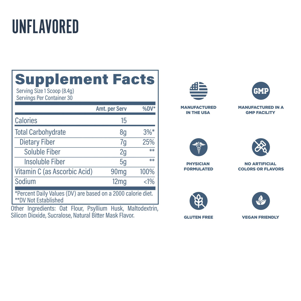 Revive MD Fiber Supplement for Digestive & Gut Health - 5g of Dietary Fiber Supports a Healthy Digestive System with Psyllium Husk & More - (Unflavored, 30 Servings)
