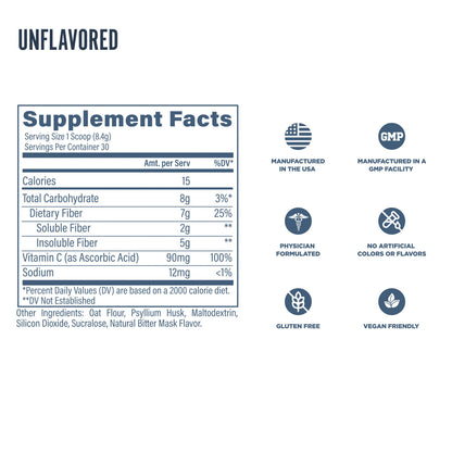 Revive MD Fiber Supplement for Digestive & Gut Health - 5g of Dietary Fiber Supports a Healthy Digestive System with Psyllium Husk & More - (Unflavored, 30 Servings)