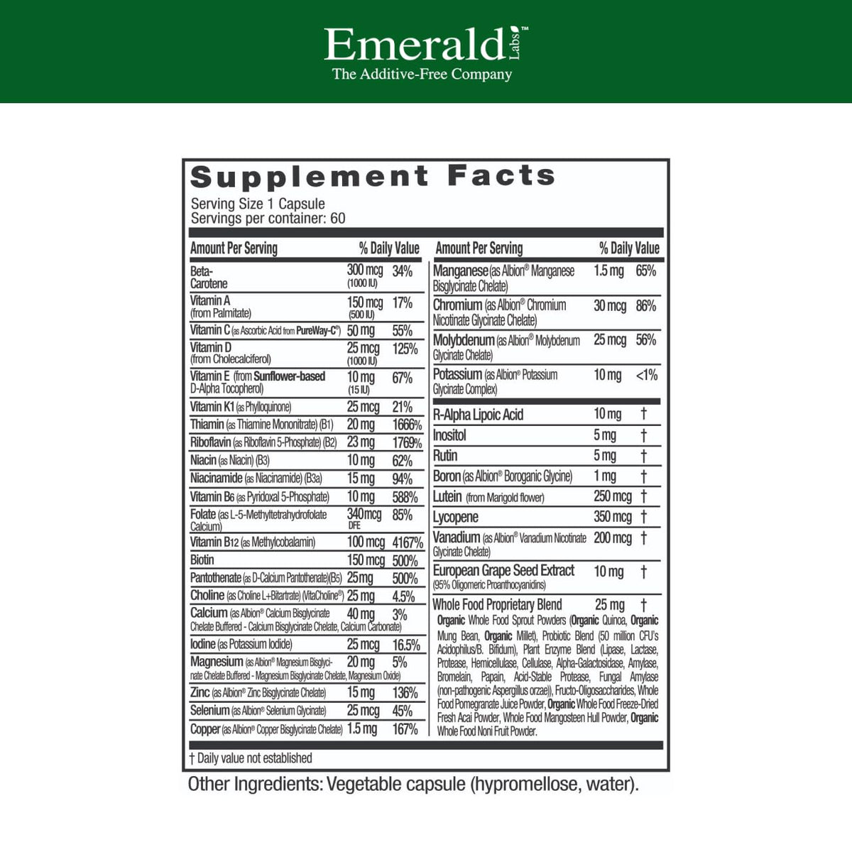 EMERALD LABS Men's 1-Daily Multi, 60 Capsules