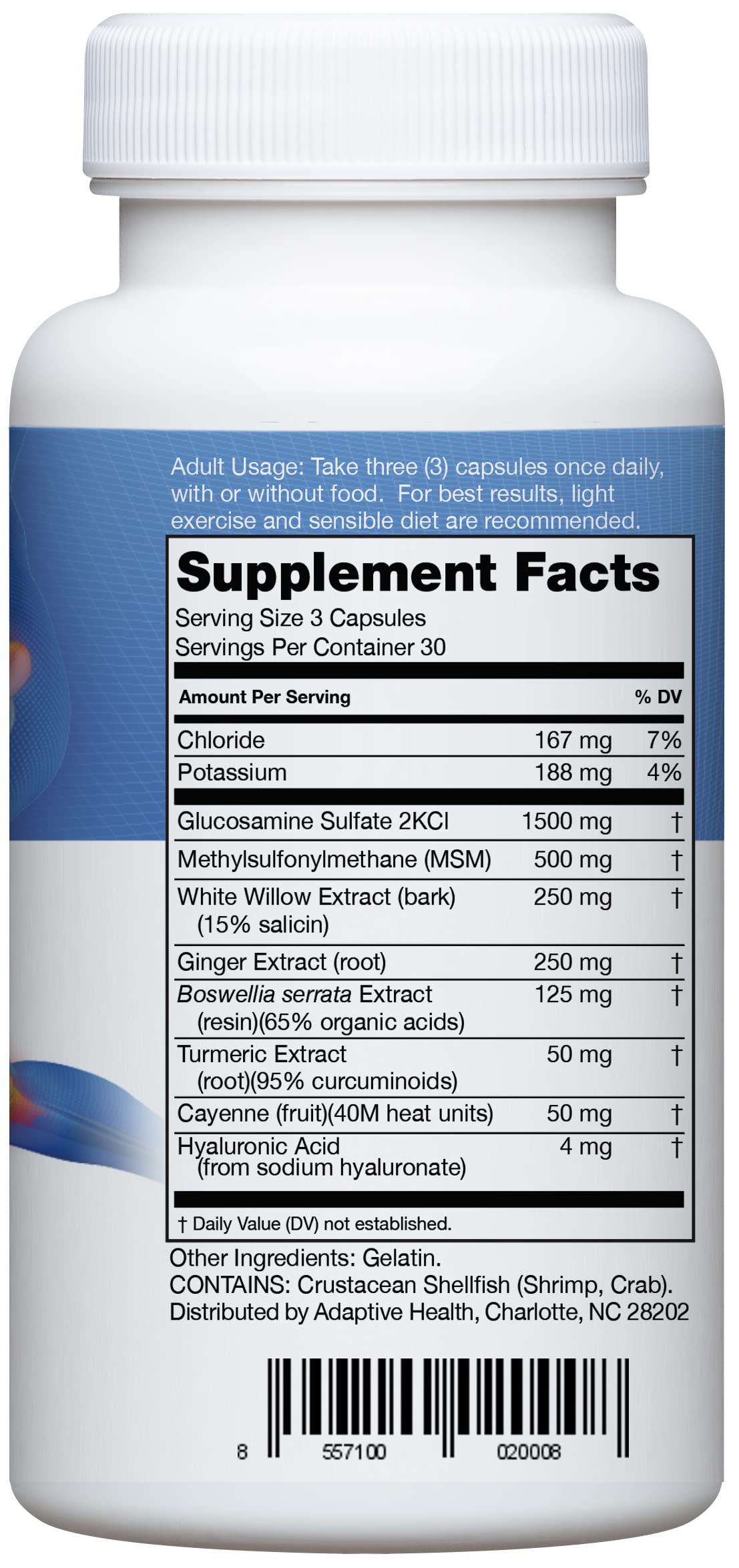 Instaflex Joint Support Supplement for Men and Women - Glucosamine, MSM, White Willow, Turmeric, Ginger, Cayenne, Hyaluronic Acid - 90 Capsules