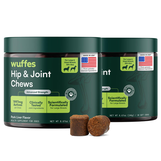 Wuffes Chewable Dog Hip & Joint Supplement - Glucosamine & Chondroitin Chews - Dog Joint Supplements & Vitamins - Extended Joint Care (Large Breed (Over 65 lbs), 60 Chews (Pack of 2))