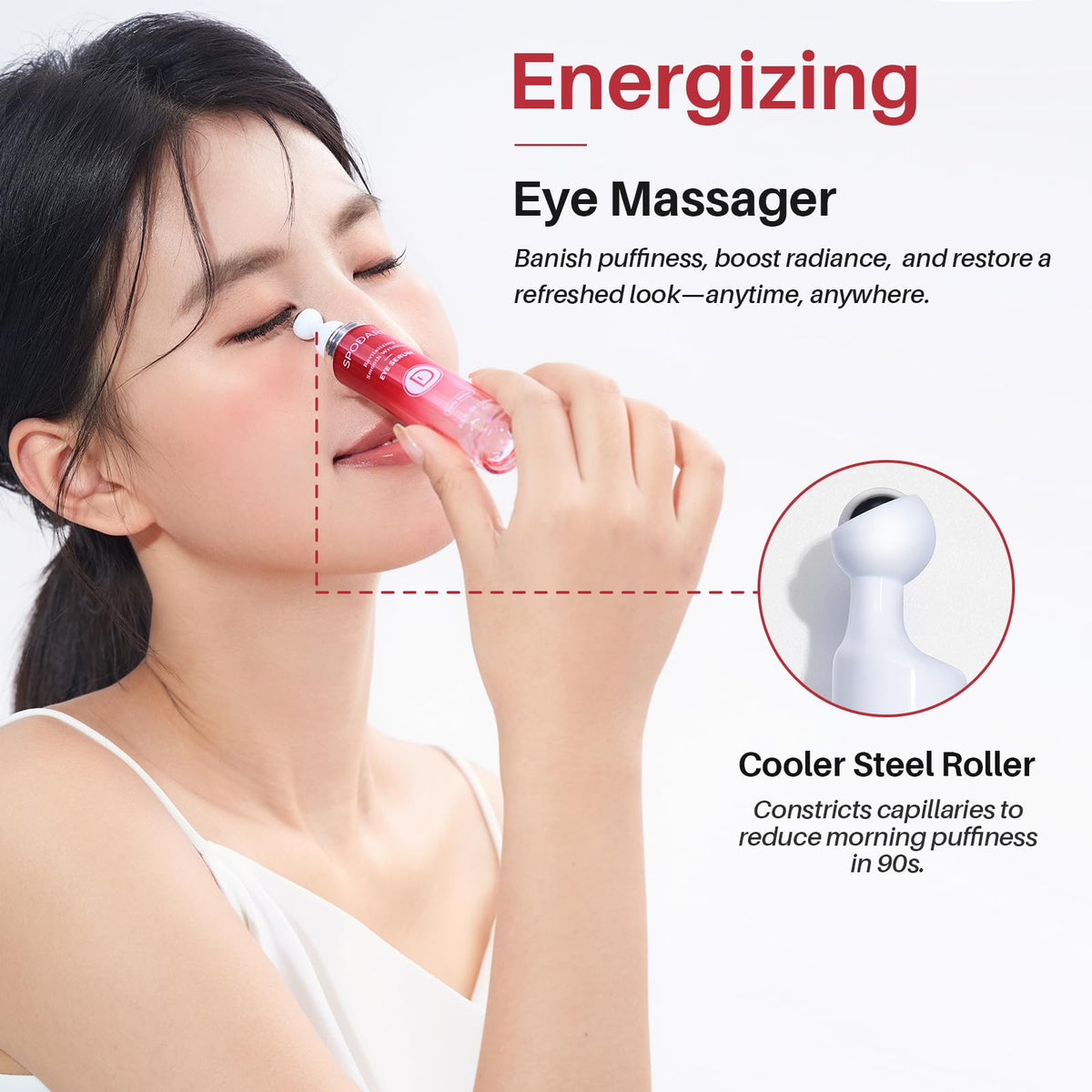 SPODARE Caffeine & Retinol Eye Serum with 360° Massage Ball - Under Eye Roller for Dark Circles, Puffiness & Wrinkles (0.5 fl. oz.)