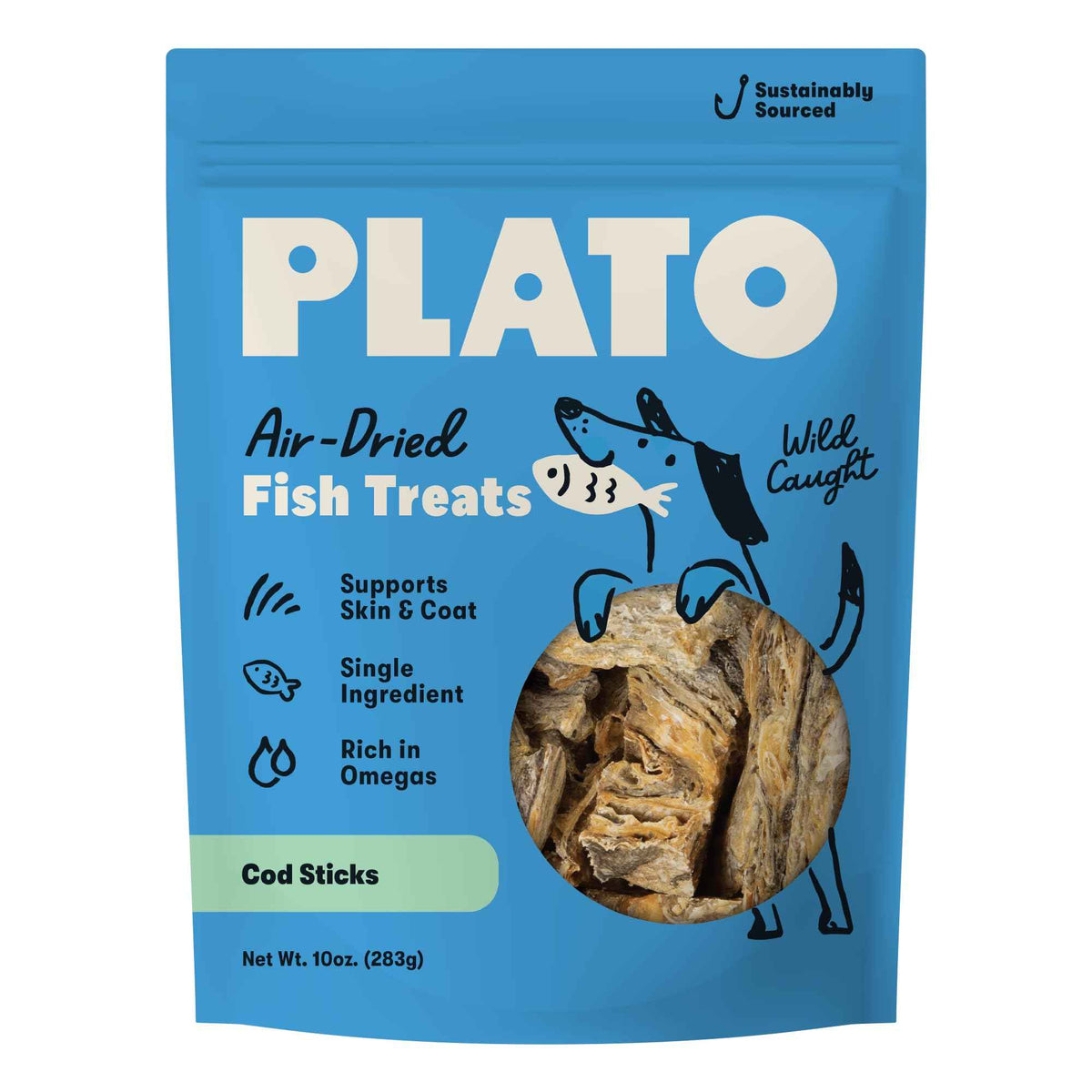 Plato Single Ingredient Wild-Caught Cod Skin Bites Dog - 10 oz