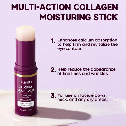 FullMeet Calcium Volume Multi Balm - Collagen All-in-One Moisturizing Stick for Face, Neck & Eyes - Anti-Aging Wrinkle Core Stick (10g)