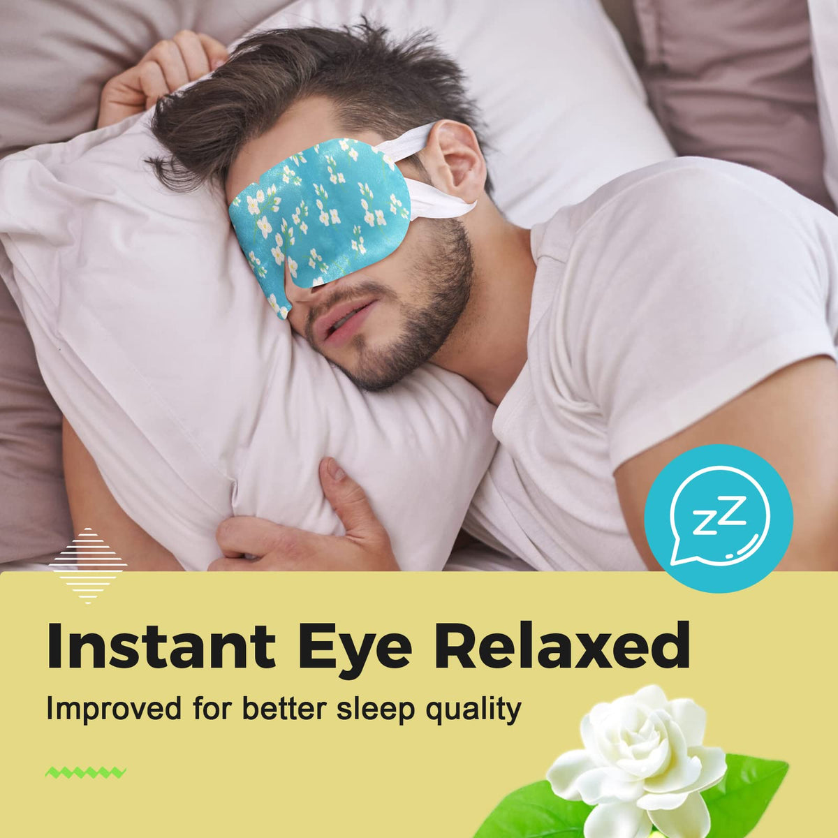 16-Pack Jasmine Steam Eye Masks – Refreshing Warm Compress for Dry Eyes, Tired Eyes & Dark Circles | Disposable Heat Sleep Mask | Travel Ready Spa Set