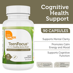 Zahler TeenFocus, Advanced Formula for Improved Focus & Concentration, Certified Kosher, 90 Capsules ZahlerBuy Supplements Australia