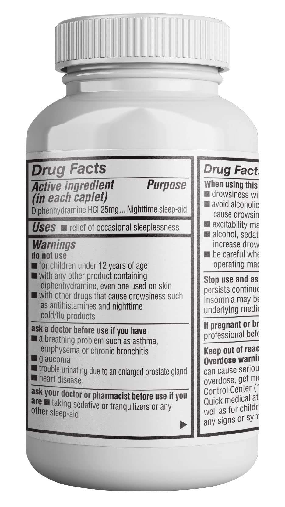 HealthPharma Nighttime Sleep-Aid, Diphenhydramine HCL Caplets, 25 mg (Blue), 600 Count