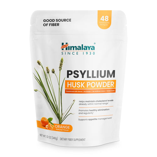 Himalaya Psyllium Husk Powder, Orange, 48 Servings - Daily Psyllium Fiber Supplement for Supporting Digestive Health and Regularity - Vegan, Non-GMO, Sugar Free, Gluten Free, 12 oz (340 g)