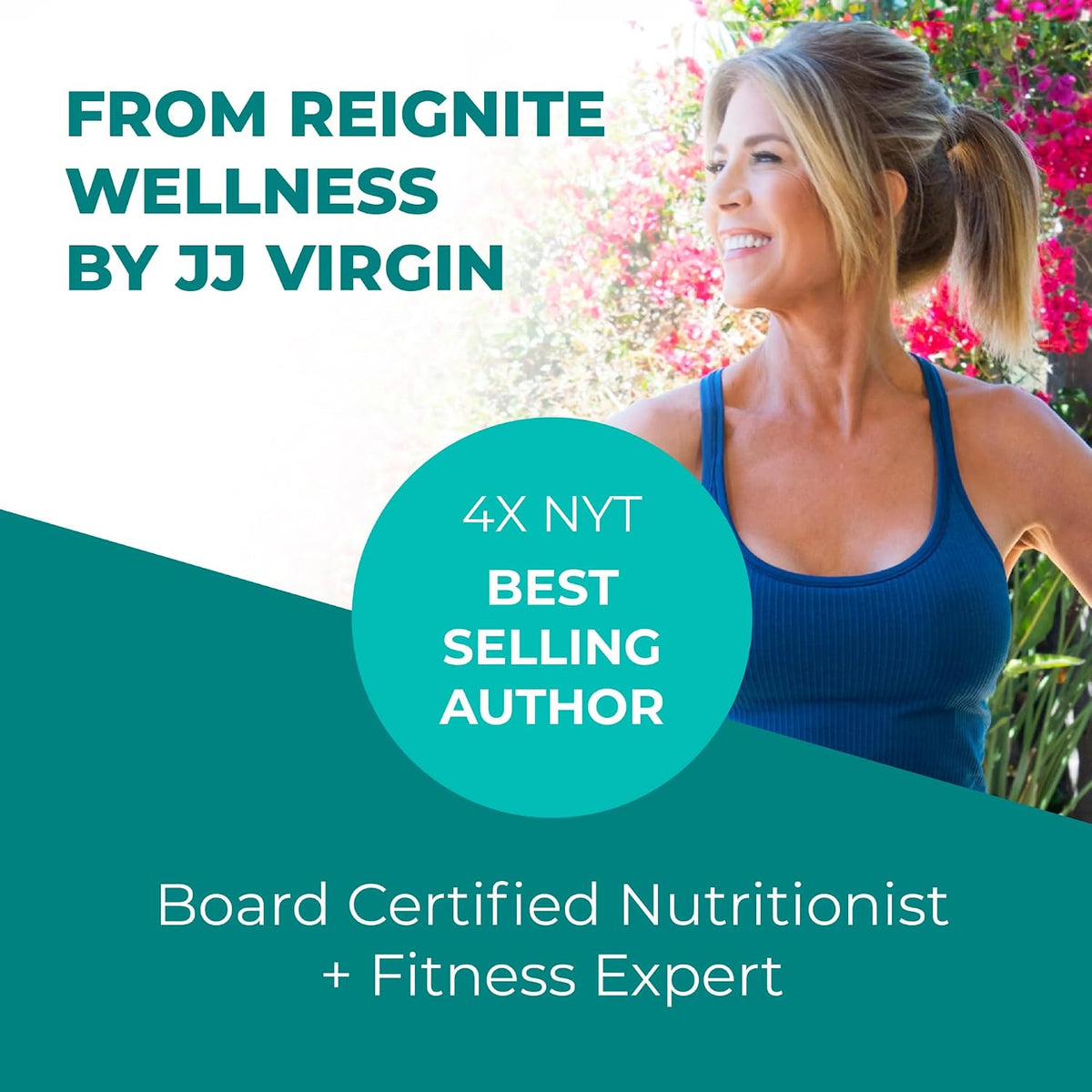 Reignite Wellness by JJ Virgin - Chocolate Bone Broth All-in-One Shake - Gluten Free + Dairy Free Protein Powder - Contains 20G of Beef Protein with Vitamins, Minerals, Amino Acids - 30 Servings