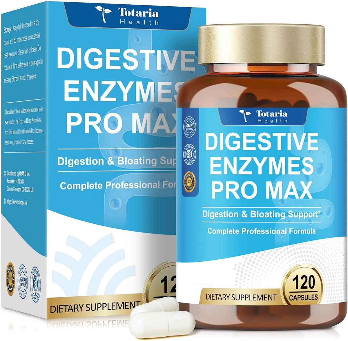 Digestive Enzymes Pro Max 1000mg, 25-in-1 with Apple Cider Vinegar, Probiotics, Prebiotics, Postbiotics, Bromelain, Papain, Lactase, Gentian, Artichoke, Ginger for Digestion, Bloating & Gut, 120 Caps