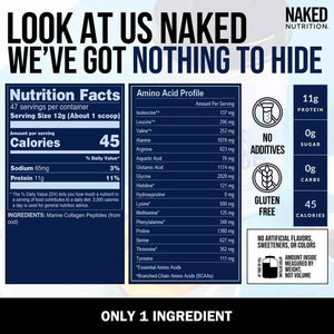 NAKED Marine Collagen Peptides Protein Powder - Unflavored - from Wild Caught Cod - Paleo Friendly, Non-GMO, Soy-Free, Gluten-Free - 47 Servings