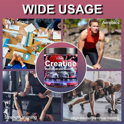 Creatine Monohydrate Gummies in Multiple Flavors - Support for Muscles, Strength & Wellbeing - Vegan, Sugar Free, 2-Pack Supplement Bundle