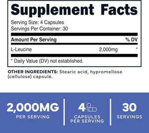 Type Zero L-Leucine Capsules (2000mg) 120 Capsules, 30 Servings
