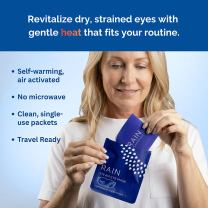 Rain Self Heating Steam Eye Mask - Moist Heat Therapy (20 Masks)